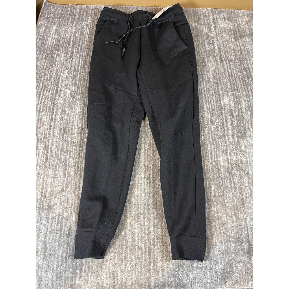 Nike Jogger Pants Mens Medium Black Tech Fleece Tapered Sweatpants Zip Pocket